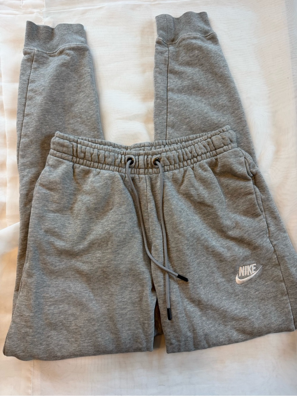 Nike Light Gray Fleece Joggers with Drawcord